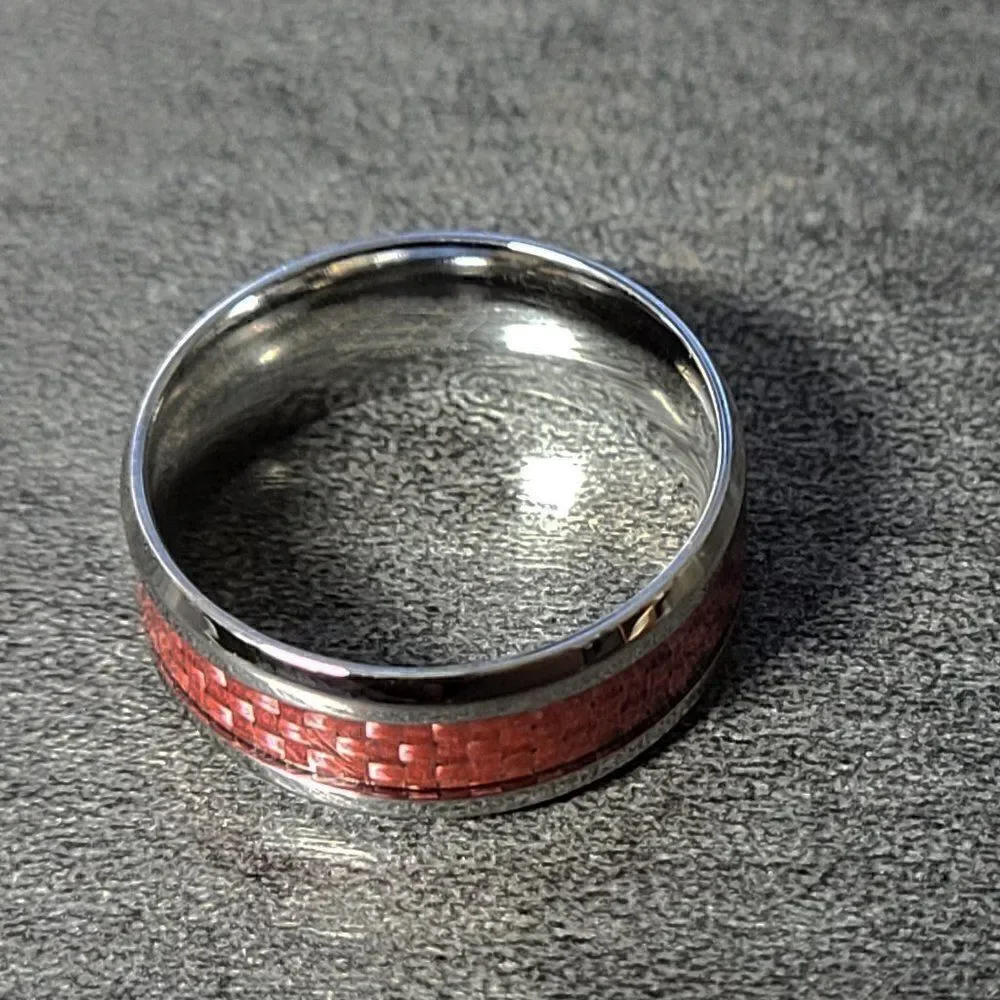 Women's Pink carbon Fiber Ring Band  - Carbon Fiber Ring